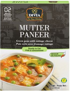 Divya Mutter Paneer Indian Meal