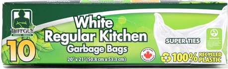 White Reg. Kitchen Garbage Bags 20"X21"