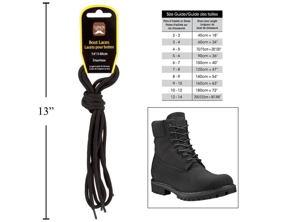 Ginos Boot Laces Black 160cm