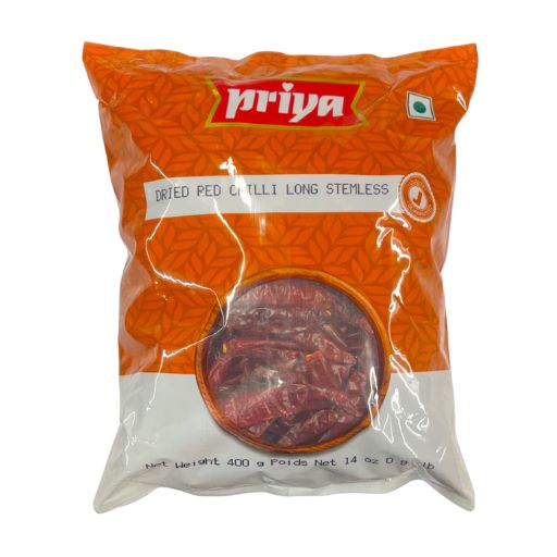 Priya Red Chilli Long Stemless 400g